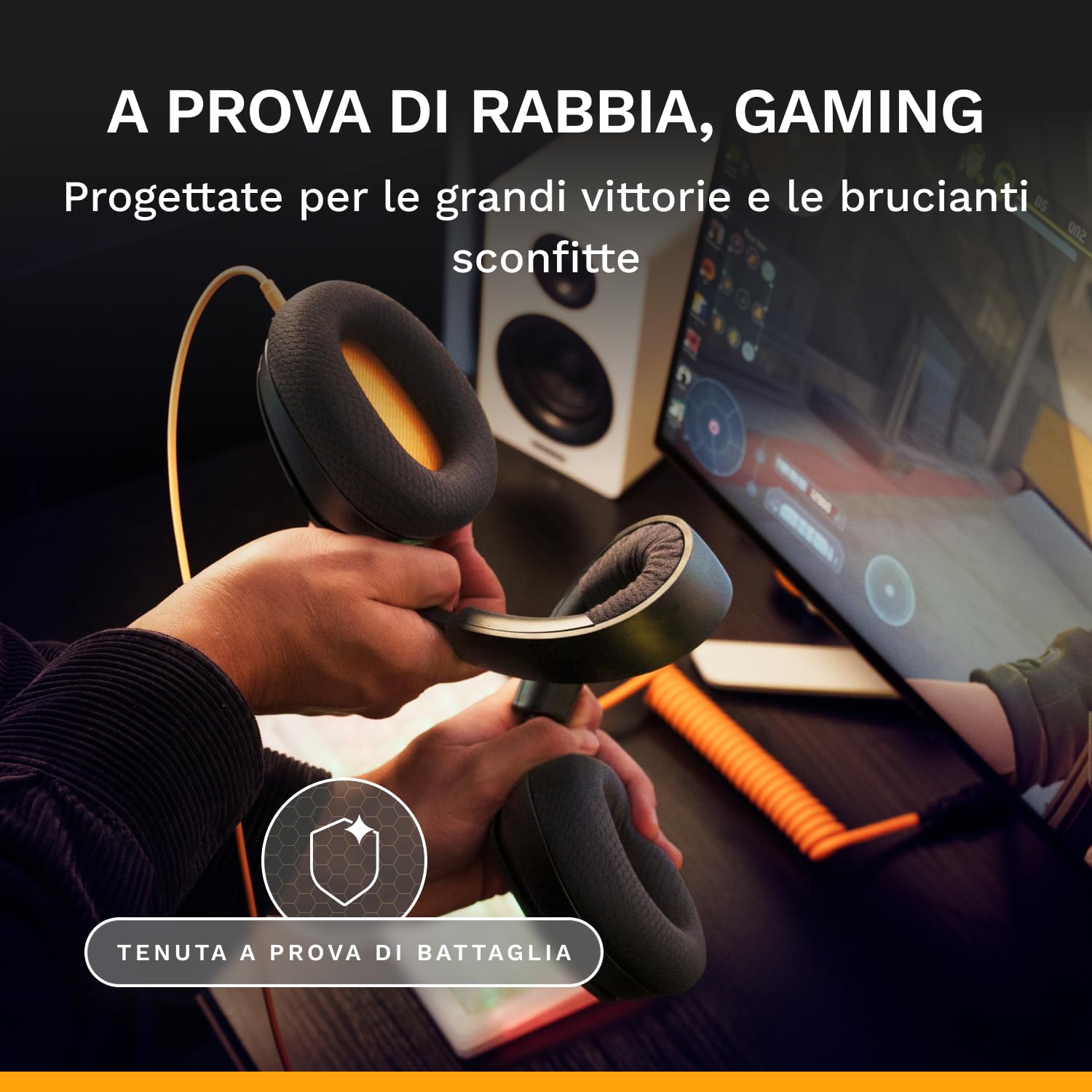 GLORIOUS GHS Eternal - Cuffie stereo gaming per PC, PS5, PS4, Xbox, Switch - Driver angolati personalizzati, microfono rimovibile con audio nitido, 3,5 mm - Resistenti, comfort prolungato - Nere