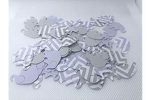 Elephant Confetti for Baby Shower - Purple Chevron Elephant Purple Gray Elephant Confetti