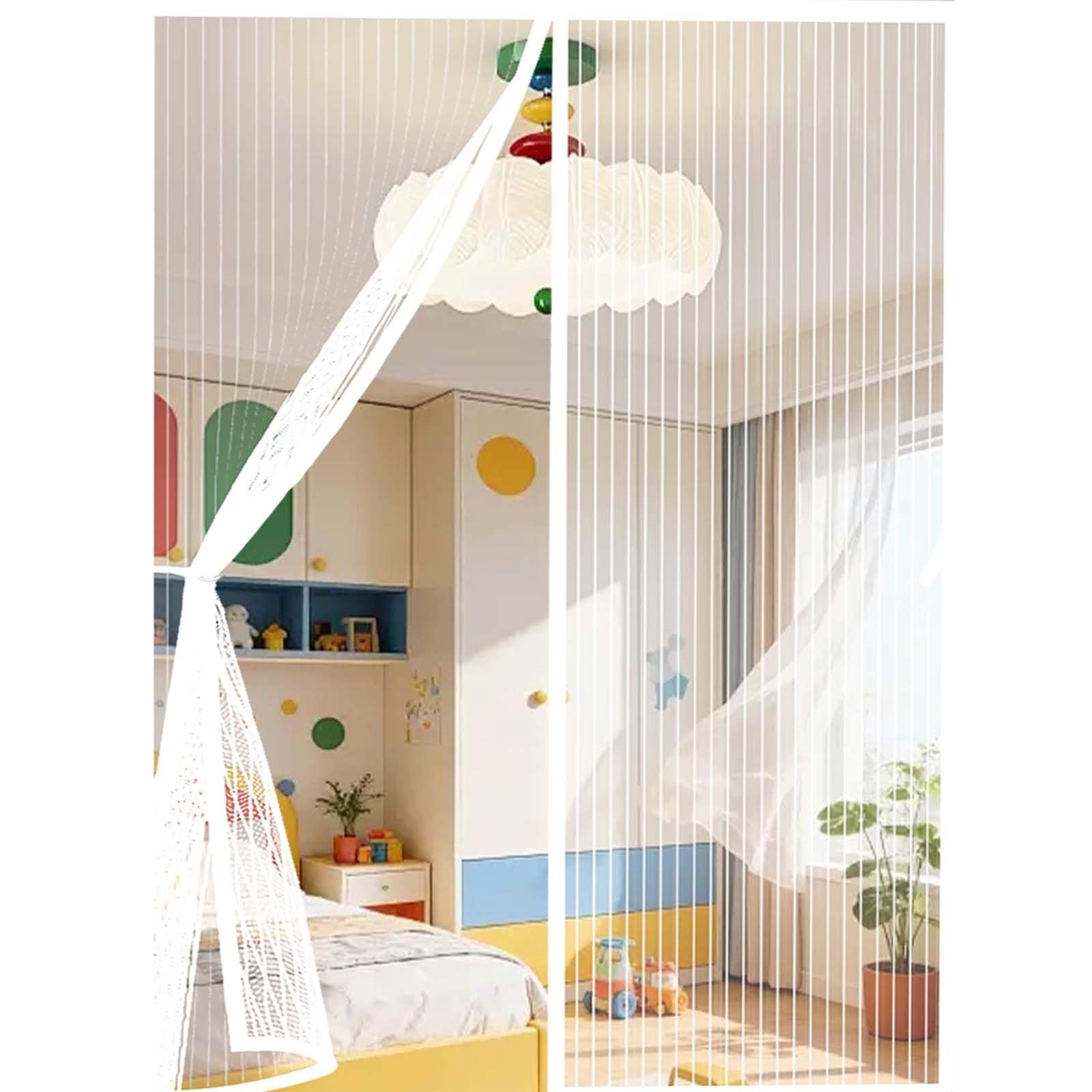 Feijdon White Insect Protection Door No Gap 118 X 186 Cm Durable, Keeps Bugs Out, Kid And Pet Friendly Heavy Duty Mesh Bug Curtain Lets Fresh Air In, Hundreds Of Sizes,