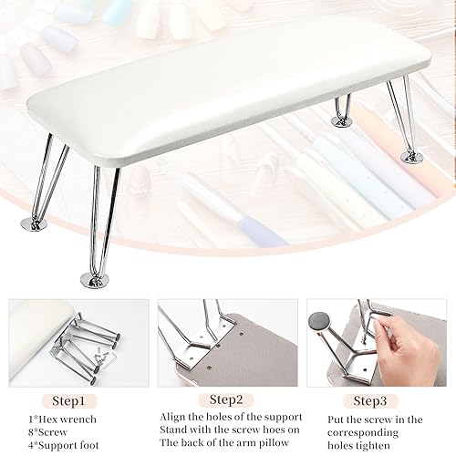 Miniatura 4 de Reposabrazos para uñas, reposabrazos de cuero de microfibra para uñas acrílicas, mesa de descanso de brazos con cojín de almohada para manicura,