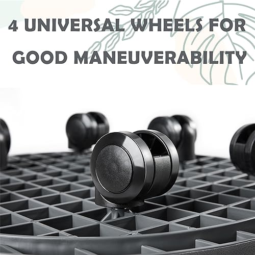 Miniatura 4 de NAZKAEN Organizador de macetas de 12.6 pulgadas con ruedas, soporte de ruedas resistente para plantas en maceta, bandeja de base redonda con ruedas,