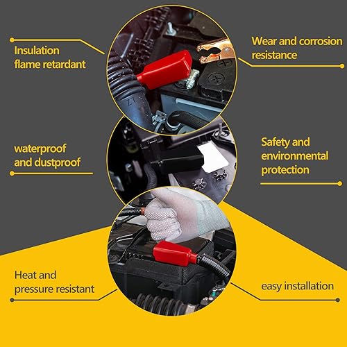 Miniatura 6 de Frienda 12 cubiertas de terminales de batería para terminales de batería, protector aislante positivo y negativo, cubiertas de cable en rojo y negro
