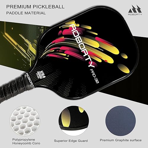 Miniatura 4 de AOBORTY Pickleball Paddles 4 Pack - Light Graphite Premium Rackets Fiber Face & Polymer Honeycomb Core Pickleball Set with 6 Outdoor Indoor Balls