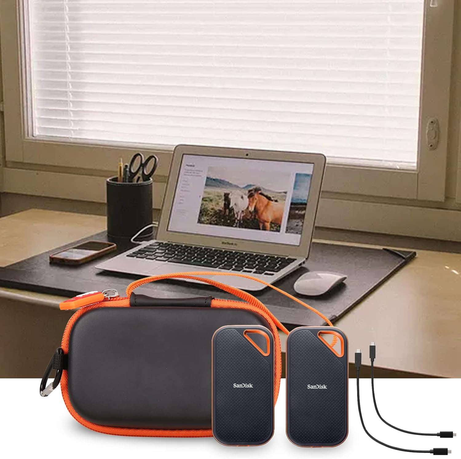 Mchoi Hard Carrying Case Fits for 2 Pack SanDisk Extreme Portable External SSD 500GB/1TB/2TB, EVA Portable Storage Case Shockproof, Case Only