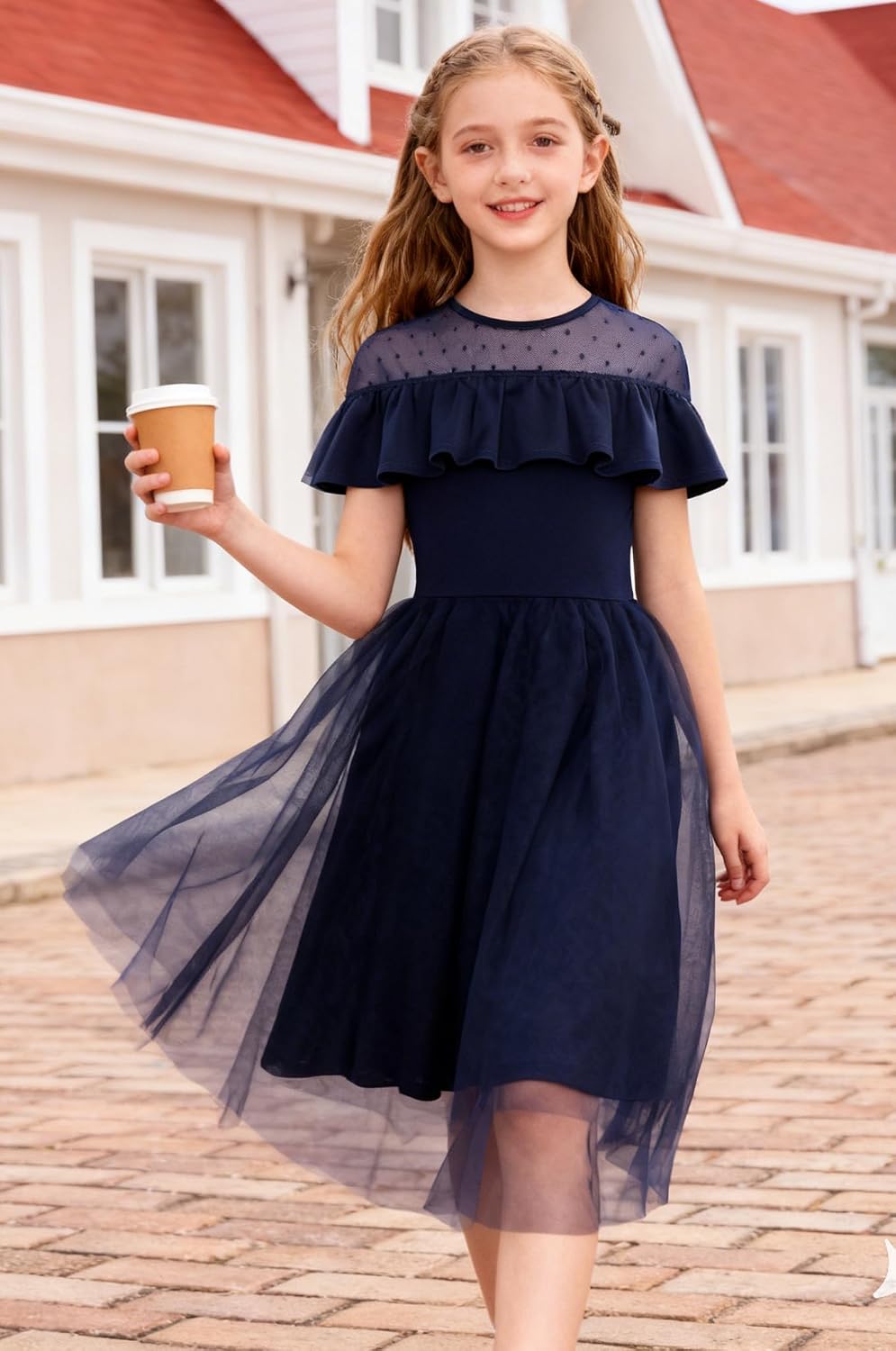 GRACE KARIN Girls Wedding Party Formal Dress Junior Bridemaid Dresses for Teens Tulle High Low Dress Size 7-14