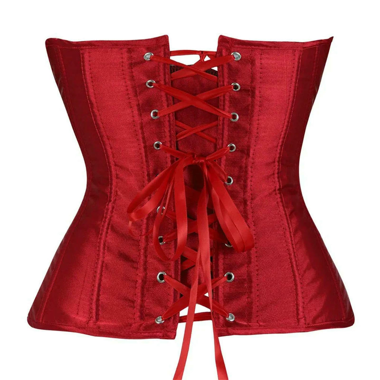 Korsett Damen bauchweg Damenkorsett Satin Sexy Plus Größe Bustier Gothic Spitze Up Boned Gorset Top Shapewear Klassische Clubwear Party-brown-2xl