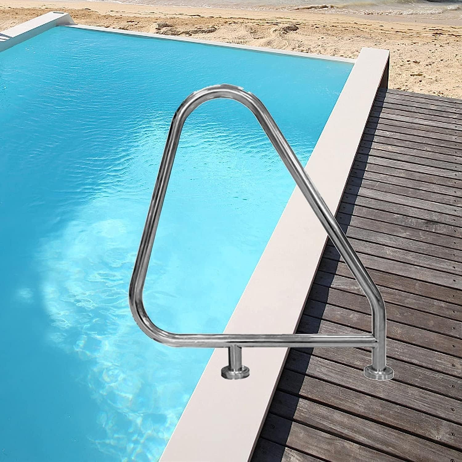 Pool Hand Rails 304 Stainless Steel Safety Handrails, for Swimming Pool/Sloped Entry/Spa/Water Park, 35x31in/90x81cm (1.2mm)