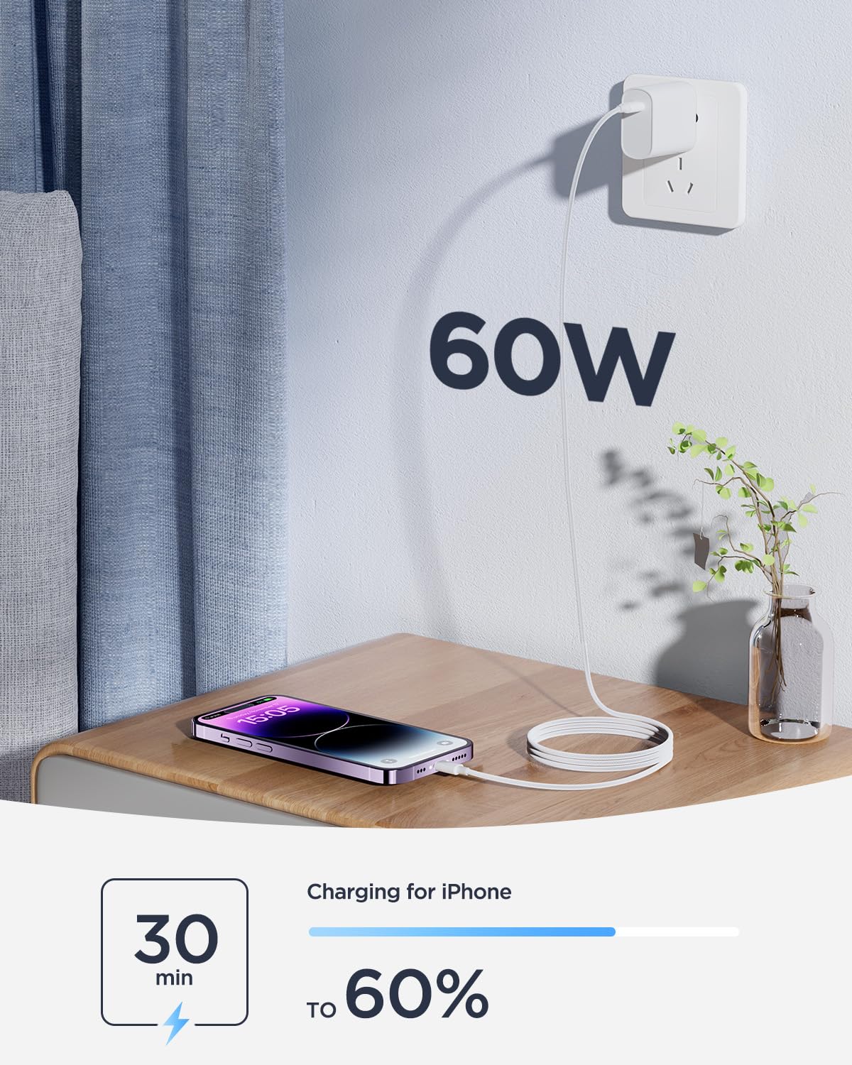 Cavo iPhone 15 16 3 Metri, 60W Cavo USB C to USB C 3M Lungo Cavo Type C to Type C Nylon Cavetto iPhone Cavi USB C Ricarica Rapida Filo Caricatore USB C per Apple iPhone 15 16 Pro Max/Plus/15/16, iPad