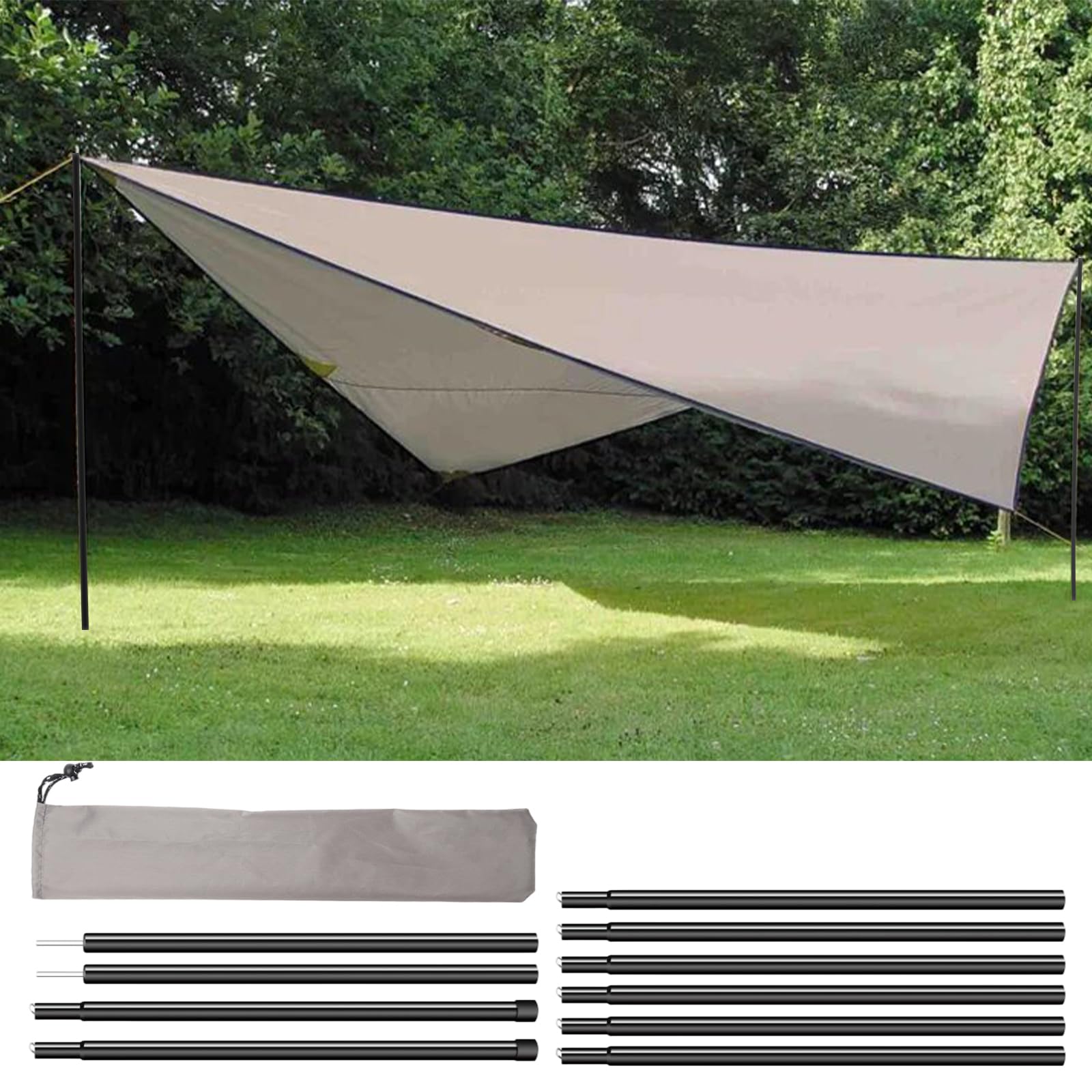 PORFOYO Lot de 2 Barres de Tente télescopiques avec Sac de Rangement - Barres de Tente réglables - pour auvent, Caravane, Camping