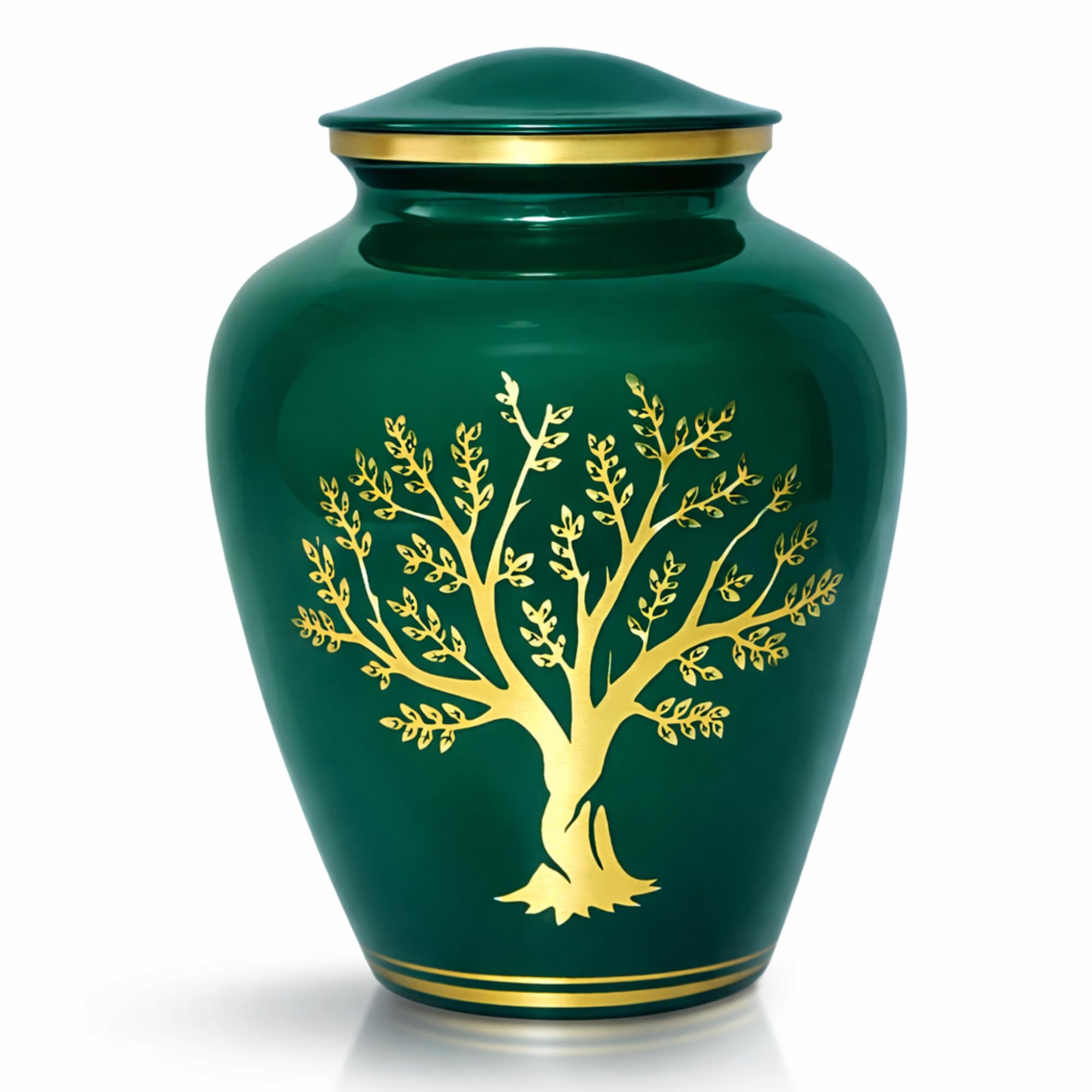 Cremation Urn aluminium for ashes (Green, Large, Tree of life)