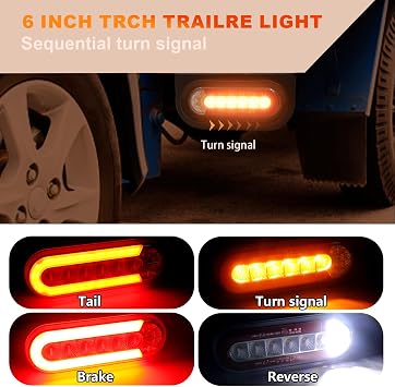 Agrieyes Trailer Lights with Bracket, Oval LED Trailer Lights with Sequential Turn Signal, Tail, Brake, Reverse, Submersible Boat Trailer Light kit for Trucks, Tractor, Utility Trailer, RV, Caravan