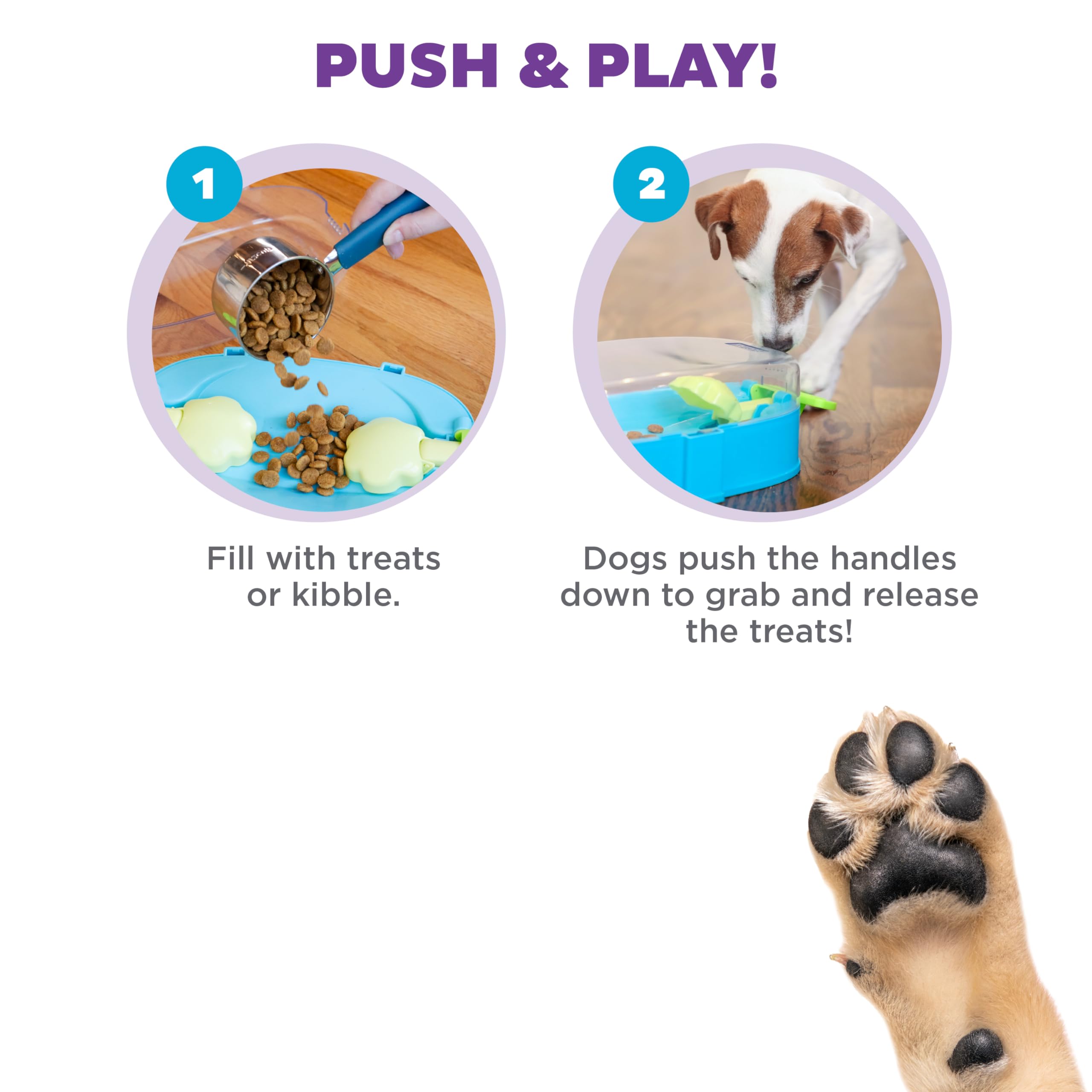 Outward Hound Nina Ottosson Paw N' Play interaktywna łamigłówka dla psa, poziom 2 średniozaawansowany pies wzbogacający zabawka dla psa, niebieska, mała