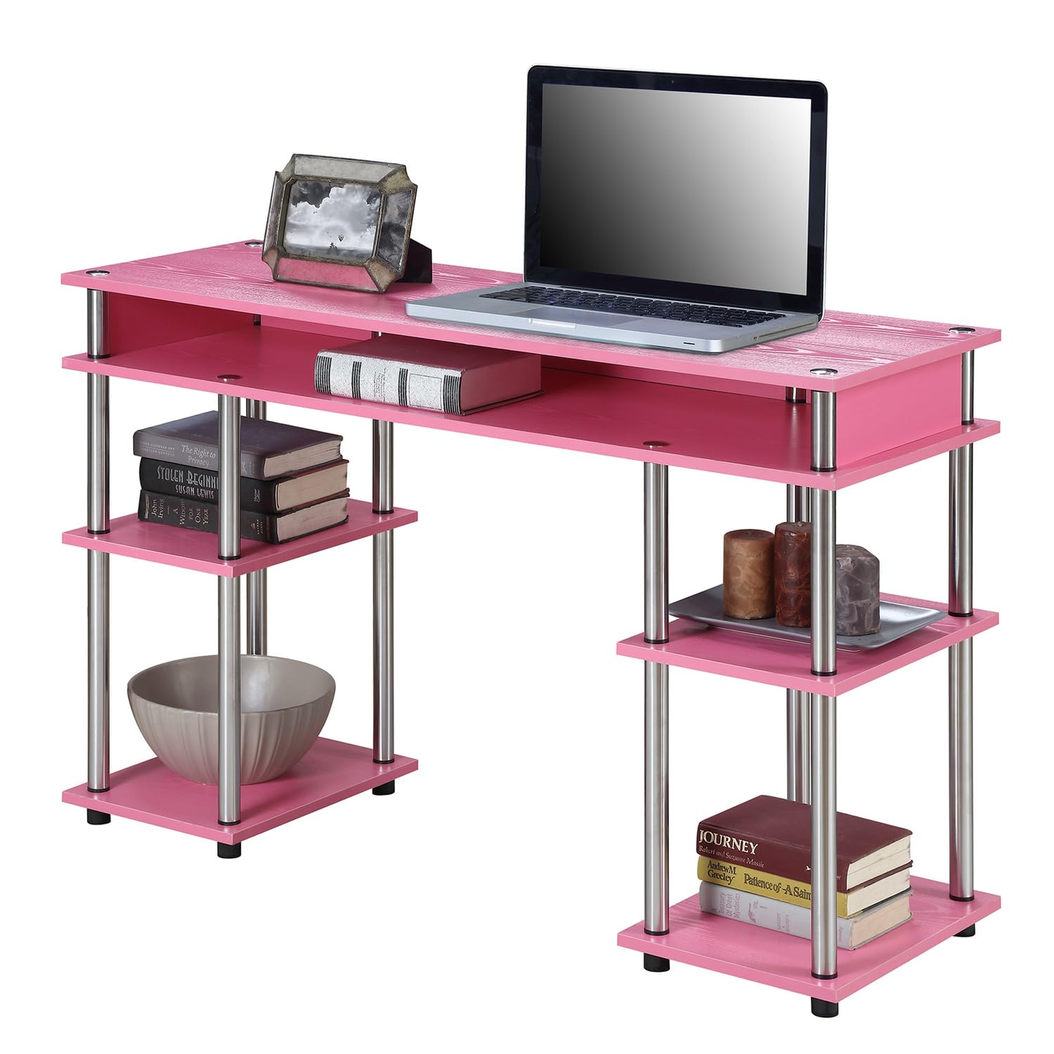 Maykoosh Elegant Escape No Tools Student Desk with Shelves