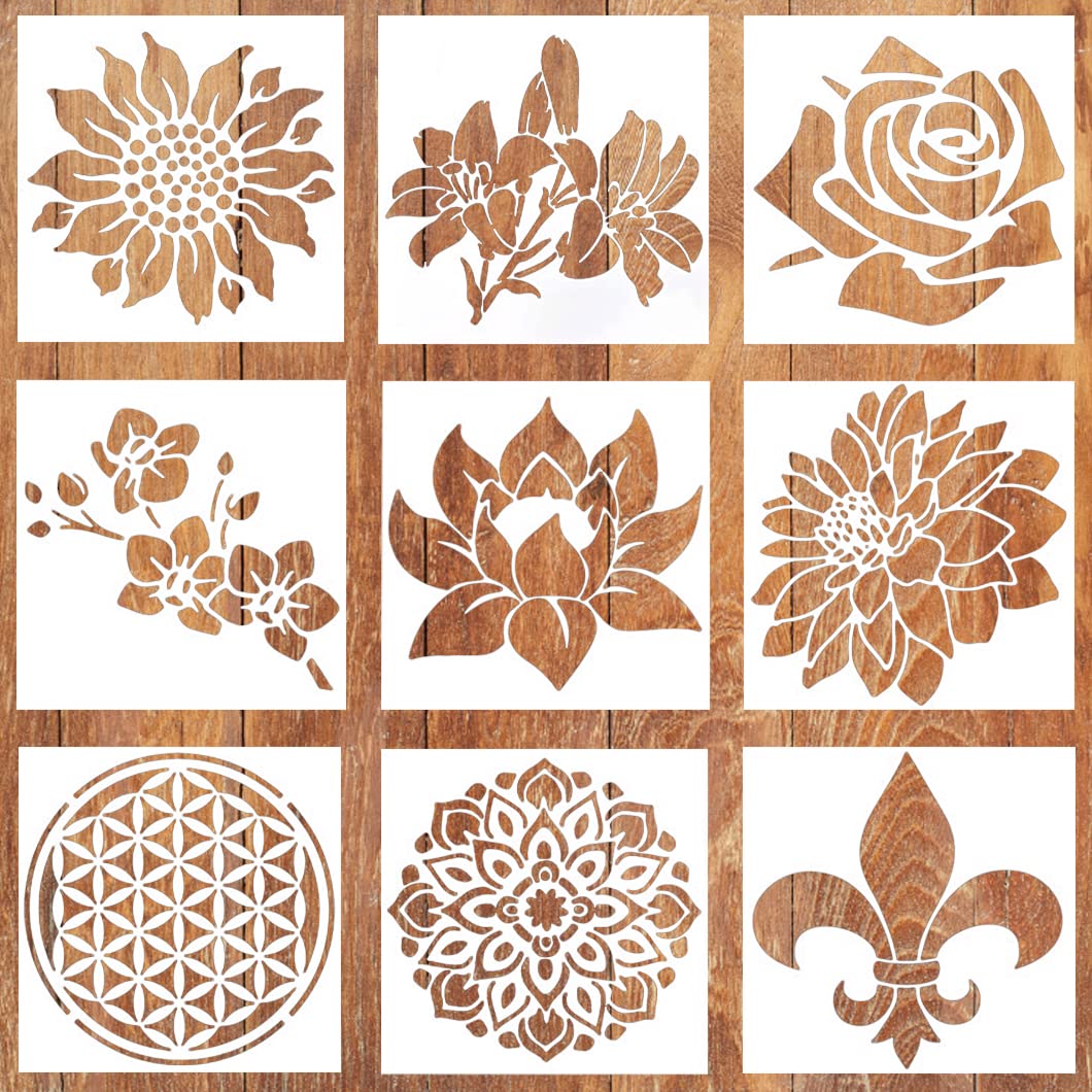 Amazon.co.jp: Rolin Roly 花柄 曼荼羅 マンダラ 15 x 15 cm 9種類 製図用 9pcs テンプレート  DIYスクラップ ステンシルシート 教育用 絵画 ホワイト : ホビー Rolin Roly 花柄 曼荼羅 マンダラ 15 x 15 cm 製図用  9種類, image size:1060x1060