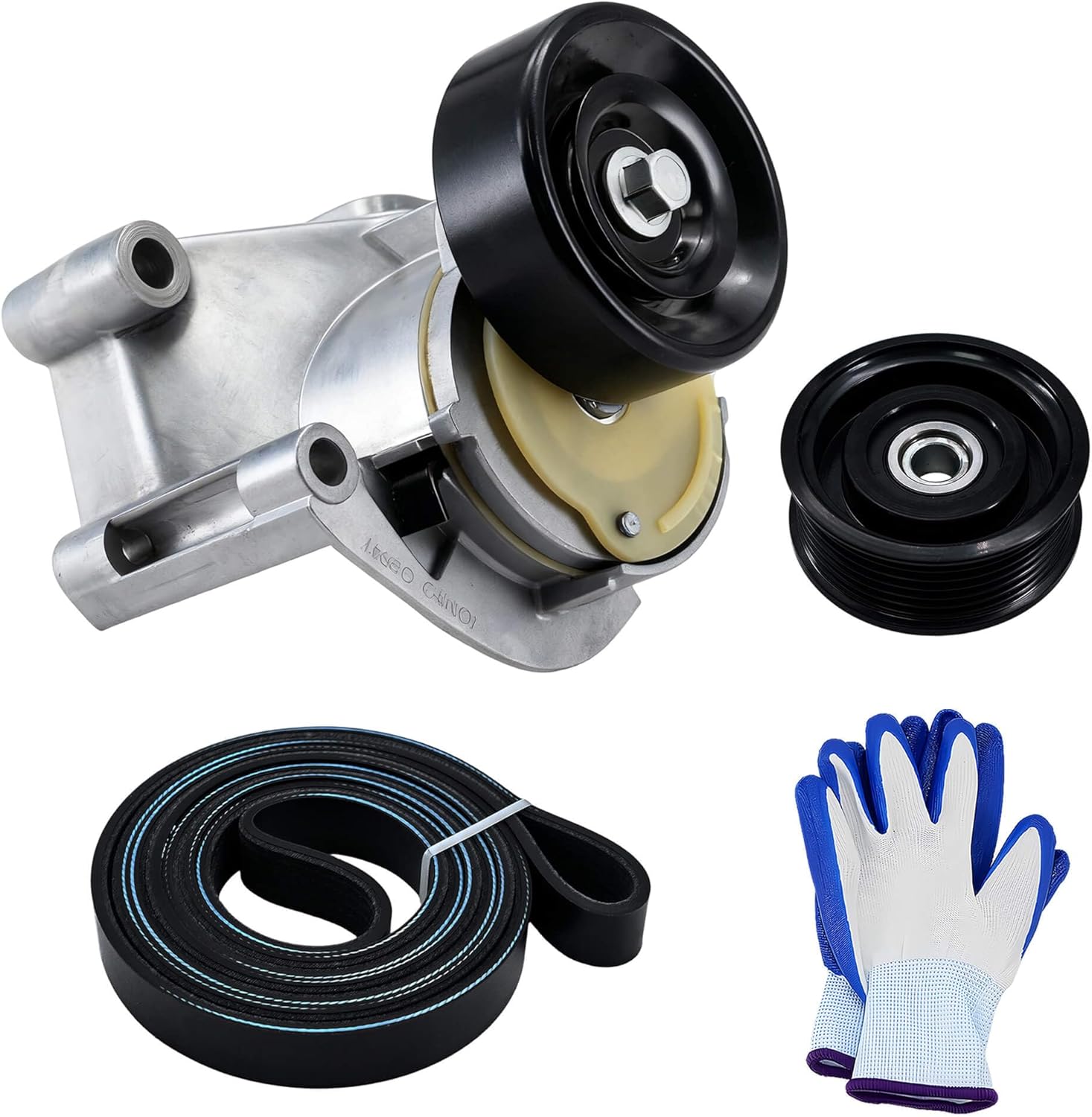 90K-38488 38488 Belt Tensioner Kit with Idler Pulley and Serpentine Belt Compatible with Toyota Tundra Sequoia 4Runner Land Cruiser 4.7L 1998-2009 Lexus LX470 GX470 LS430 GS430 GS400 SC400