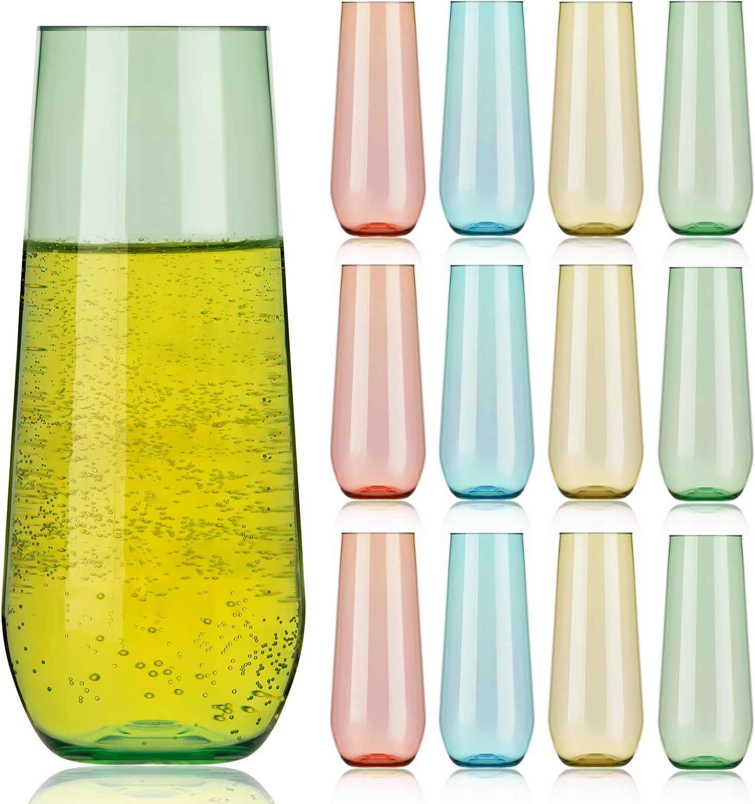 ROIMEE VONT 24 Pack Color Plastic Champagne Flutes