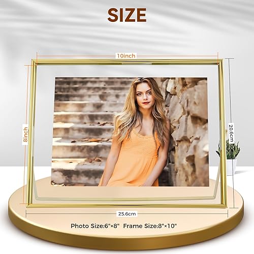 Miniatura 2 de Marco flotante dorado, 8 x 10 pulgadas, horizontal, para fotos de 7 x 9, 6 x 8, 5 x 7, marco de fotos de estante de mesa, elegante para Navidad,