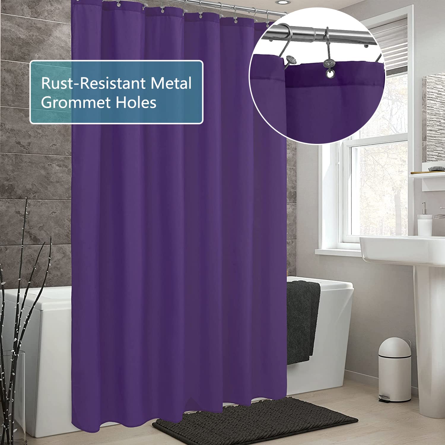 Calidad Hotel Cortina Ducha BSLINER Flores Moradas 72x72 - Tela Impermeable  Con 12 Ojales Impermeable 12 Ojales, image size:1500x1500