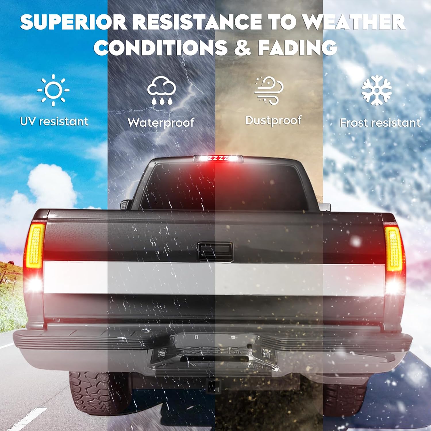 LED Tail Light Assembly + 3rd Third Brake Cargo Lamp Fit for 2004-2008 Ford F-150 F150 Pickup [Factory Halogen Type] Fleetside Styleside Rear Taillight, Clear Lens, 3 Pcs