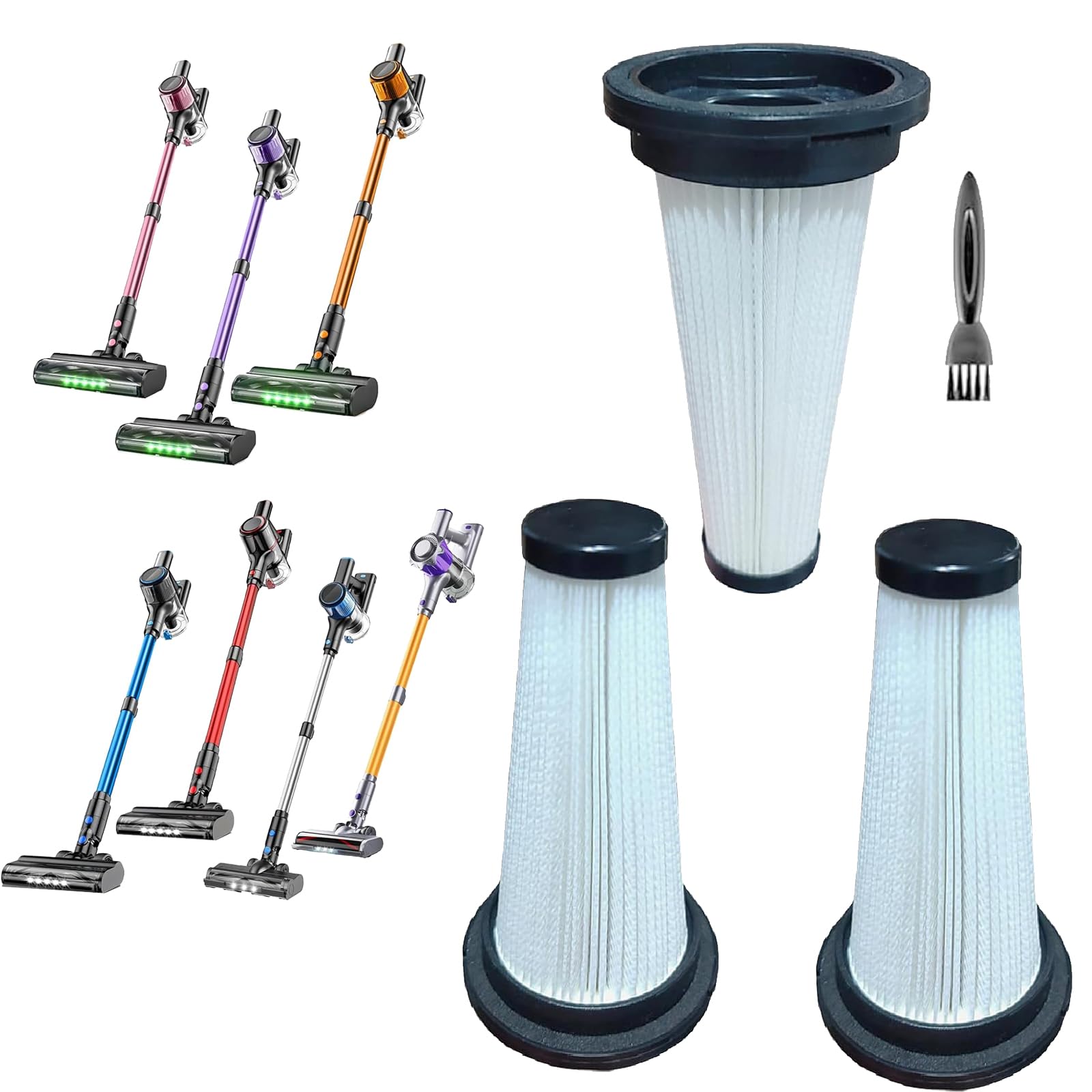 3Pack Hepa Filters Replacement Compatible with SUXIANGVAC Cordless Vacuum A27, Washable Cone Filters Compatible with VOKENE & VICEASE& OIRFND A27&