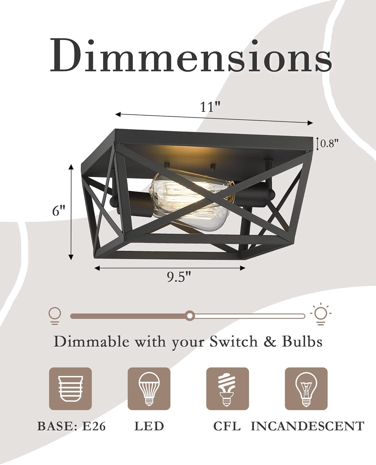 Buу 1 gеt 1 FEMILA 2-Light Ceiling Light Fixture, Rustic Farmhouse Flush Mount Lighting, Black Finish, 4FD02-F BK