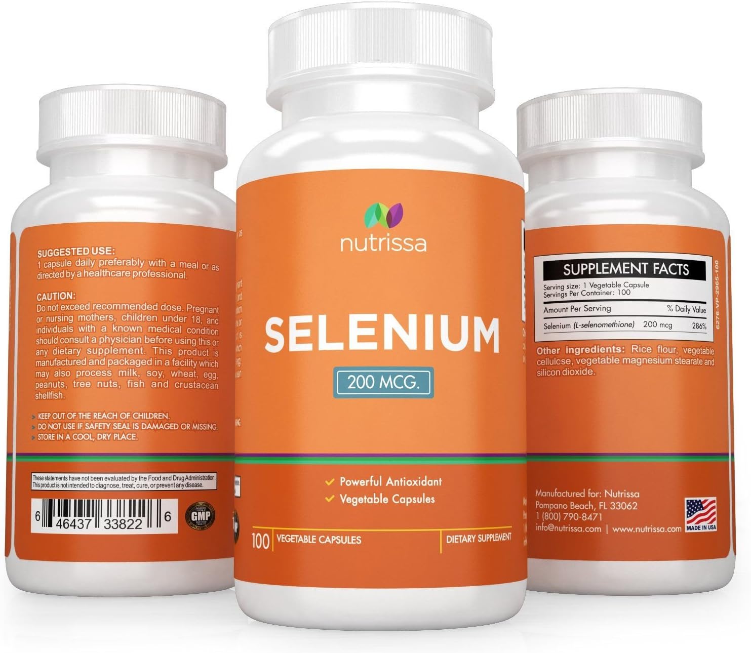 Selenium Supplement - for Thyroid, Immune System and Prostate Health - High Absorption 200mcg Yeast Free Selenium - Powerful Anti-Oxidant - 100 Veggie Capsules