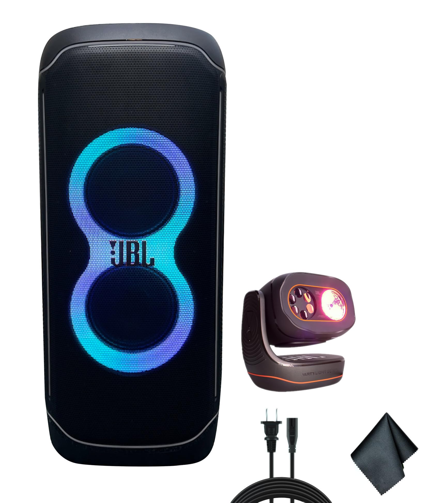 JBLPartyBox Ultimate 1100W Portable Speaker - Wi-fi & Bluetooth Connectivity Splashproof, Powerful Sound and Exciting Light Show + Partylight Beam + Cleaning Cloth