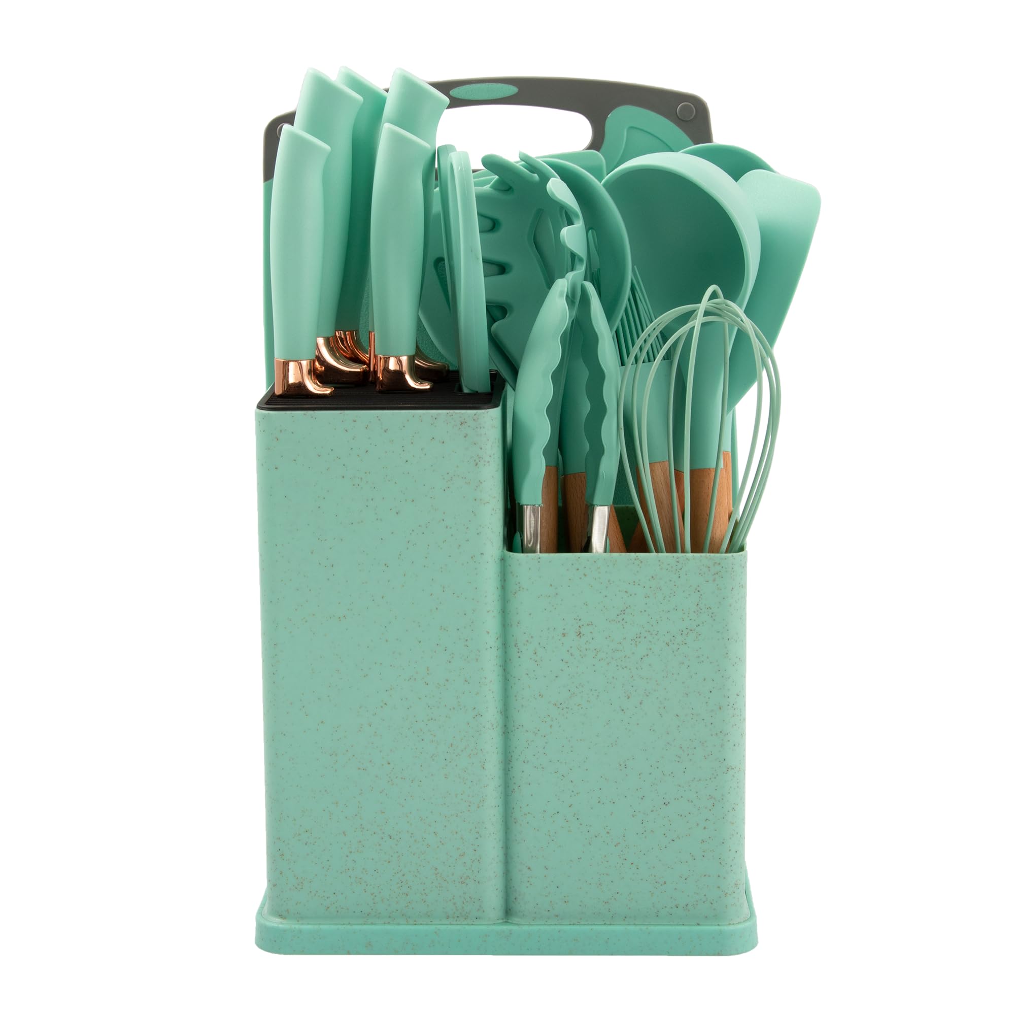 Juego de utensilios de cocina de silicona, juego de 19 utensilios de cocina antiadherentes resistentes al calor, mango de utensilios de cocina, pinzas volteadoras, espátula, cuchara, sin BPA