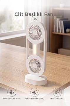 arjl  Masa st  Vantilat r  ift Ba l kl  1200 Mah I kl  Ta nabilir Masa Fan  F59 Beyaz