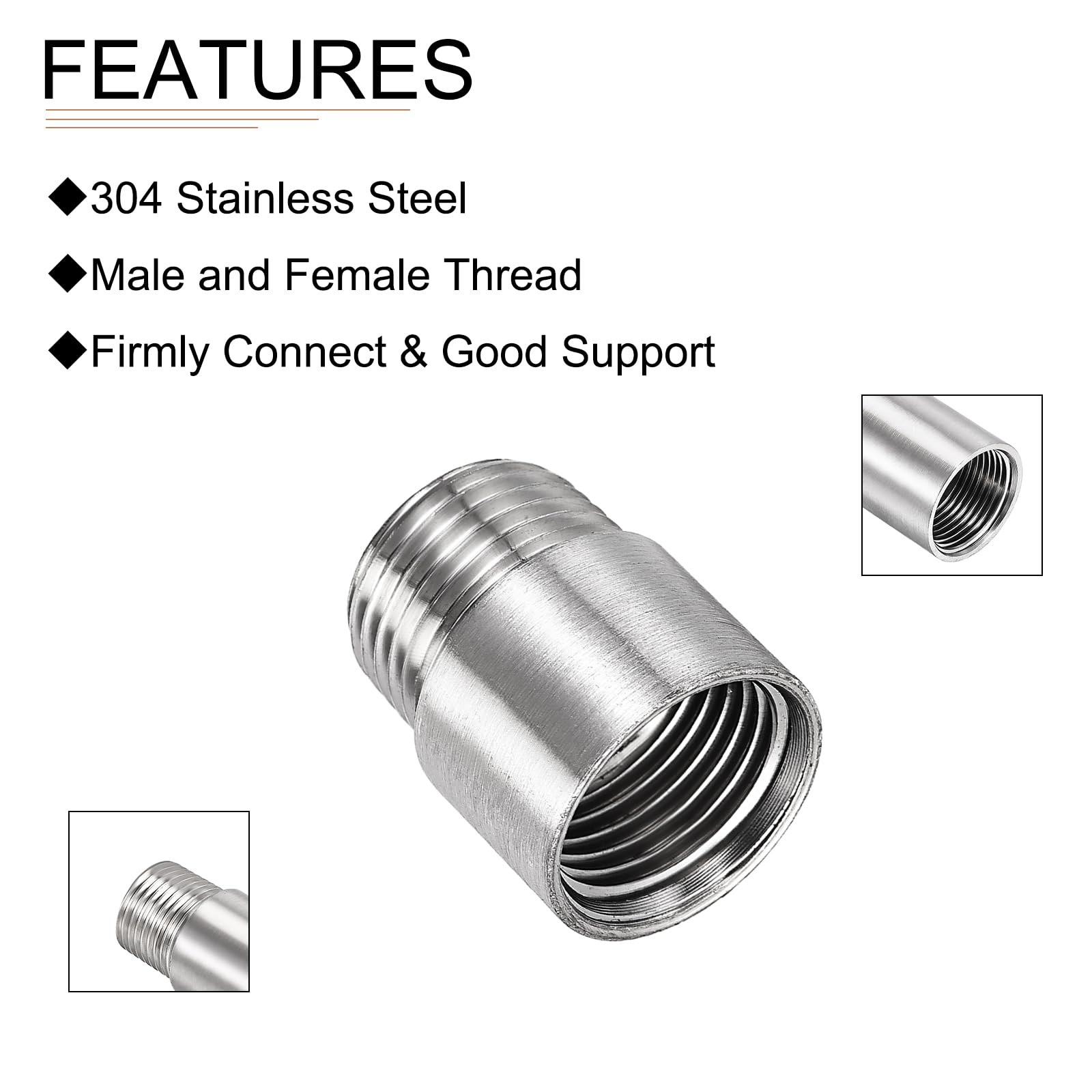 DTGN 1.18"x0.94"(LxD) Shower Head Extension Tube Pipe Fittings, 1Pack, Good for Bathroom - Image 3