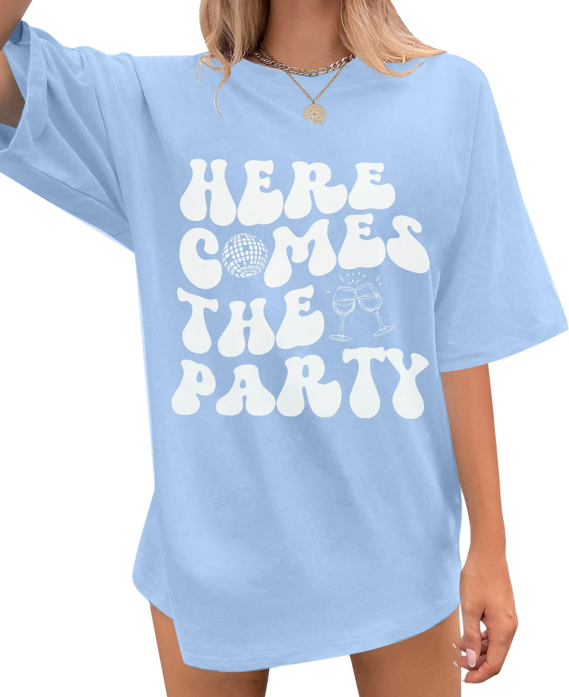 Bachelorette Shirt Women Bride Tshirt - Here Comes Bride Tee Party Tshirts Bridal Shirt Casual Short Sleeve Oversized Top