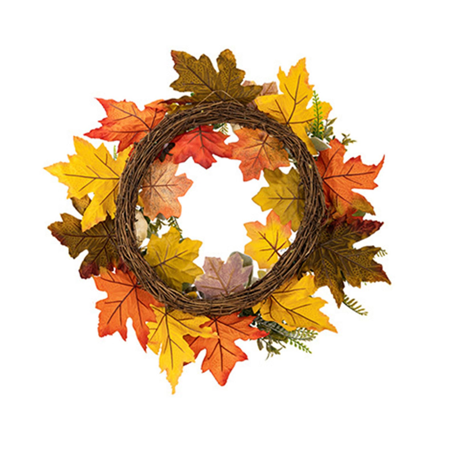 Artificial Wreath Thanksgiving Wreath with Pumpkins for Front Door Farmhouses Garden Indoor Outside Decorations Home Decorations