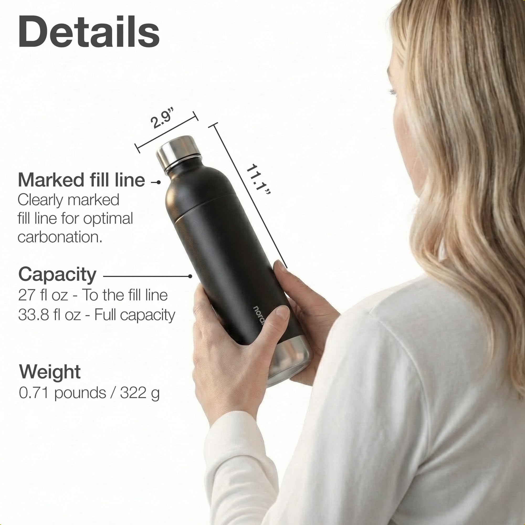 Edelstahl Sprudelflasche 1L | Kompatibel mit Aarke Carbonator 3, SodaStream Duo & Kunststoffflaschen | Nicht für Crystal & Jet | Kein Ablaufdatum | Plastikfrei | 2x Schwarz