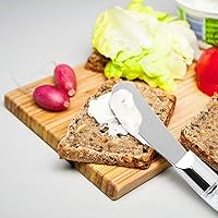 Vista 7 de Esparcidor de mantequilla de acero inoxidable con mango de cristal, multiusos, herramientas de cocina de mantequilla para queso suave, mantequilla