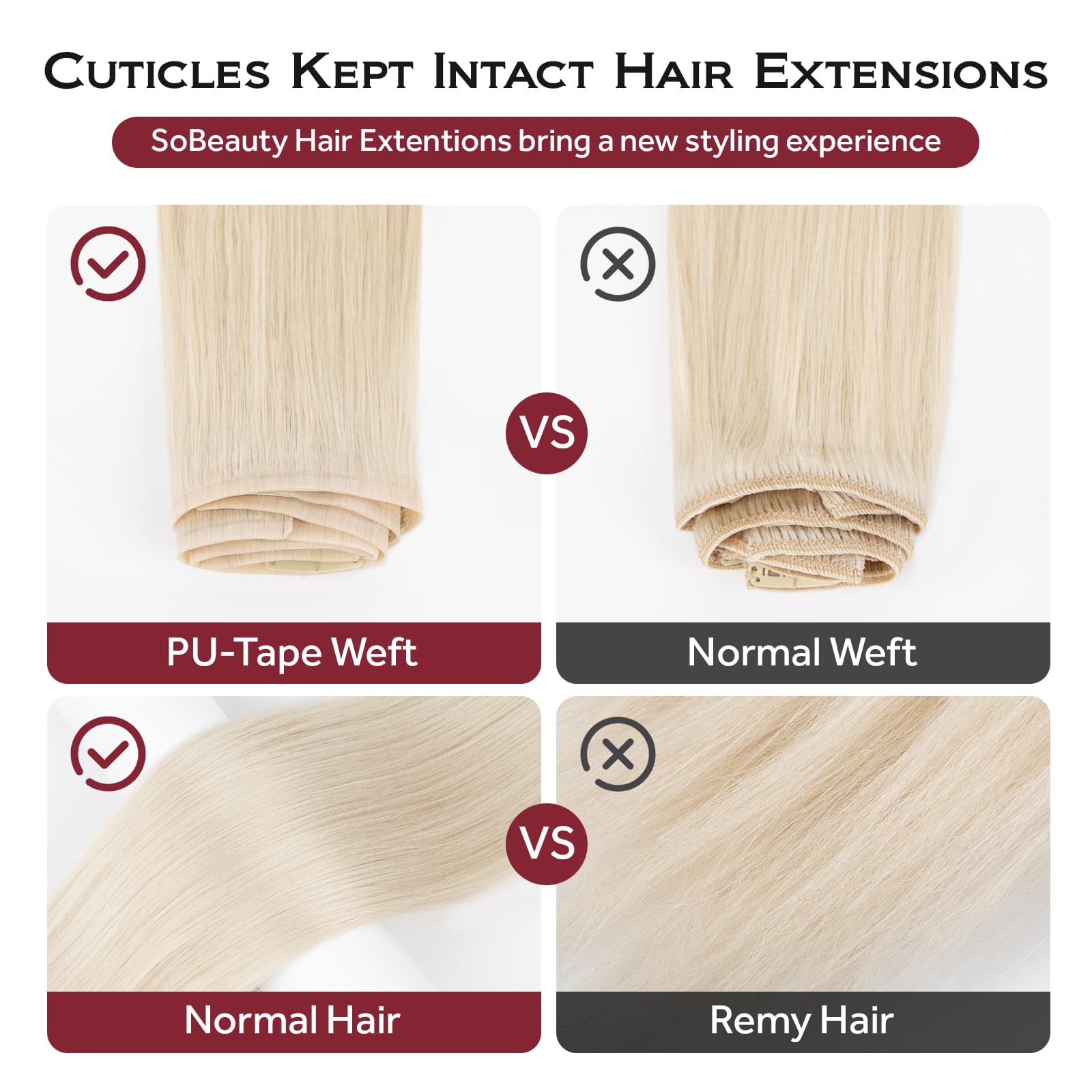 SOBEAUTY Clip in Hair Extensions, 100% Real Human Hair Remy Natural Volume Hair Extensions Clip-ins - Image 4