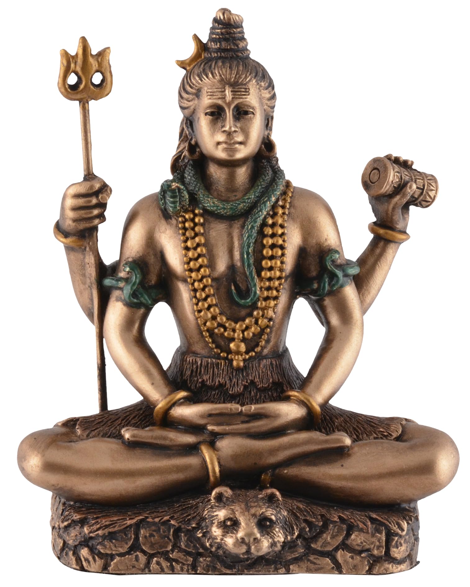 Indian God Shiva in Lotus Seat, Miniature, Made of Artificial Stone, Hand Painted from the Veronese Collection, 708-76383