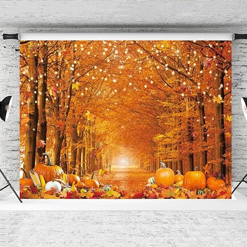 Miniatura 7 de Fluzimir Telón de fondo de fotos de otoño de tela de poliéster gruesa y duradera de 7 x 5 pies para fotografía, bosque de otoño, hojas de arce,