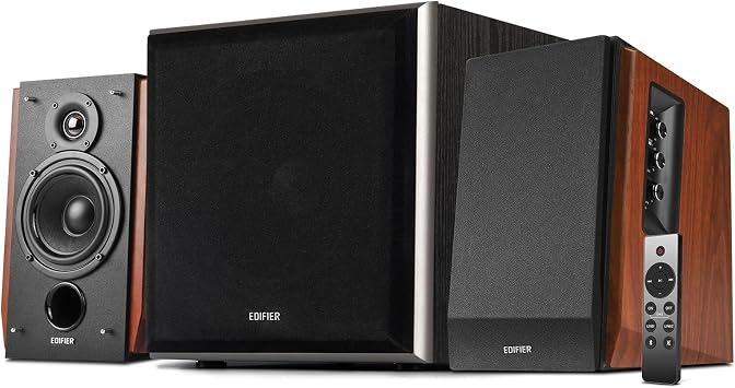 Edifier R1700BTs Active Bluetooth Bookshelf Speakers with T5 8-Inch Powered Subwoofer Bundle - 2.0 Wireless Near Field Studio Monitor Speaker Set