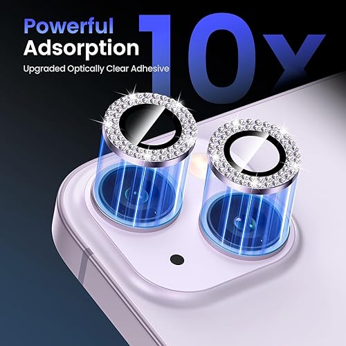 Miniatura 6 de Tensea Protector de lente de cámara para iPhone 14 PlusiPhone 14 Bling, protector de pantalla de vidrio templado, anillo individual de metal