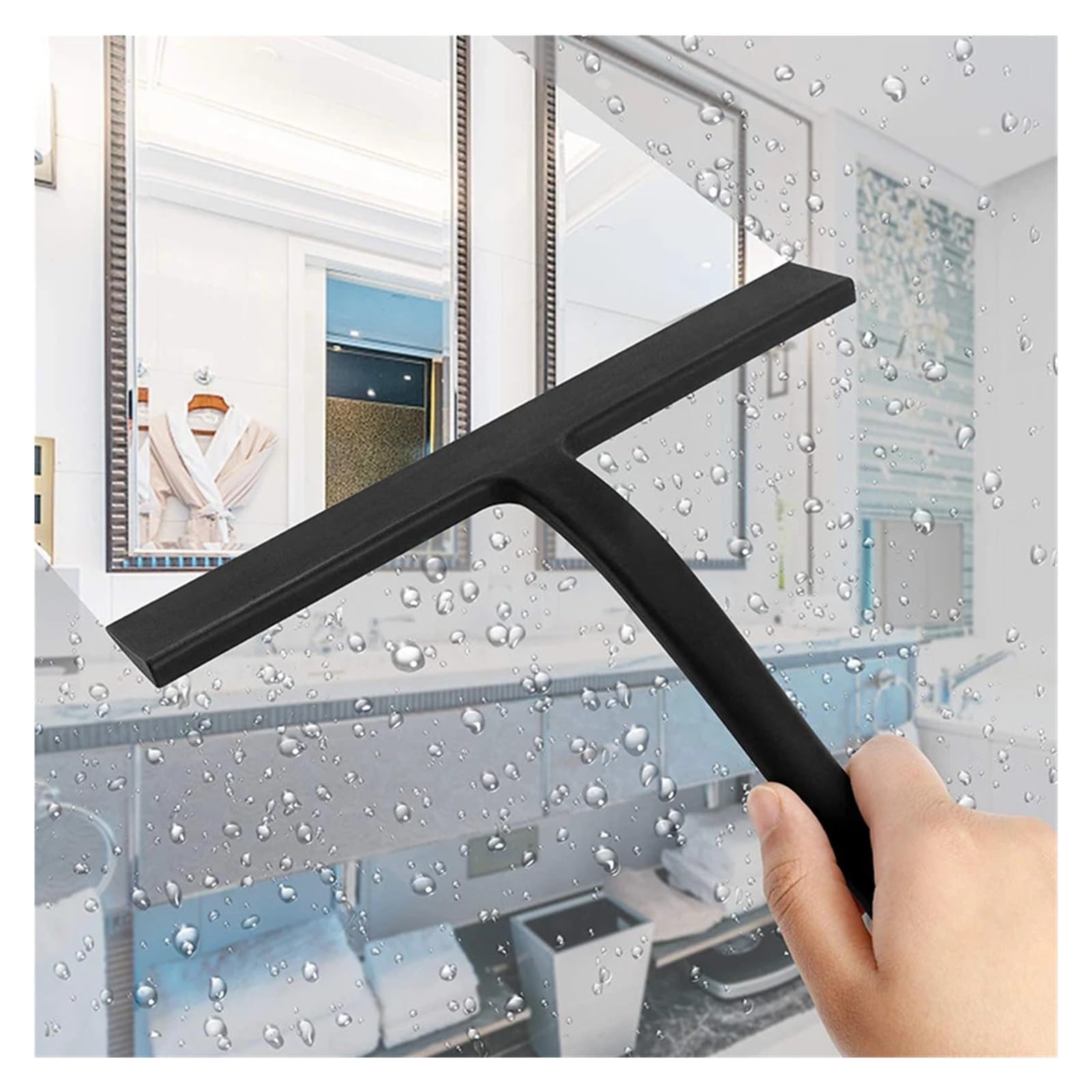 Limpiaparabrisas de Ducha Limpiador de Ducha Silicona Negra for baño, for Puerta Cristal, con Gancho, Herramienta Limpieza(Black Small with Hook)