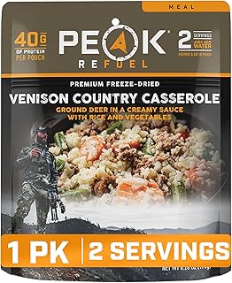 Peak Refuel Venison Country Casserole | Chad Mendes Signature Meal | Premium Freeze-Dried Variety Meals | Hunting, Survival, Camping, Backpacking Food | High-Protein Game Meats | MRE | Made in USA