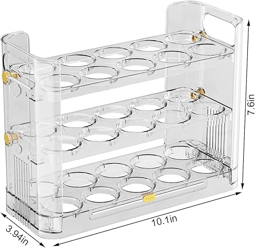 Miniatura 3 de Soporte reversible para huevos para refrigerador y encimera, bandeja de almacenamiento transparente para 30 huevos