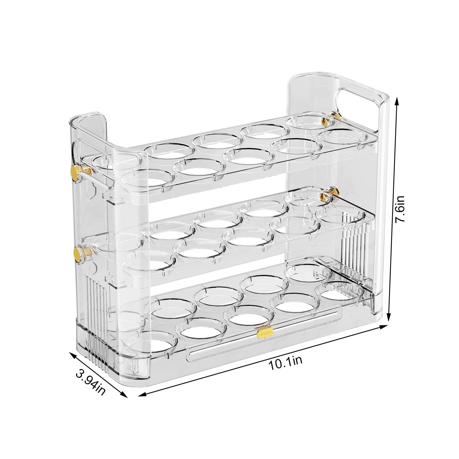 Soporte reversible para huevos para refrigerador y encimera, bandeja de almacenamiento transparente para 30 huevos 3