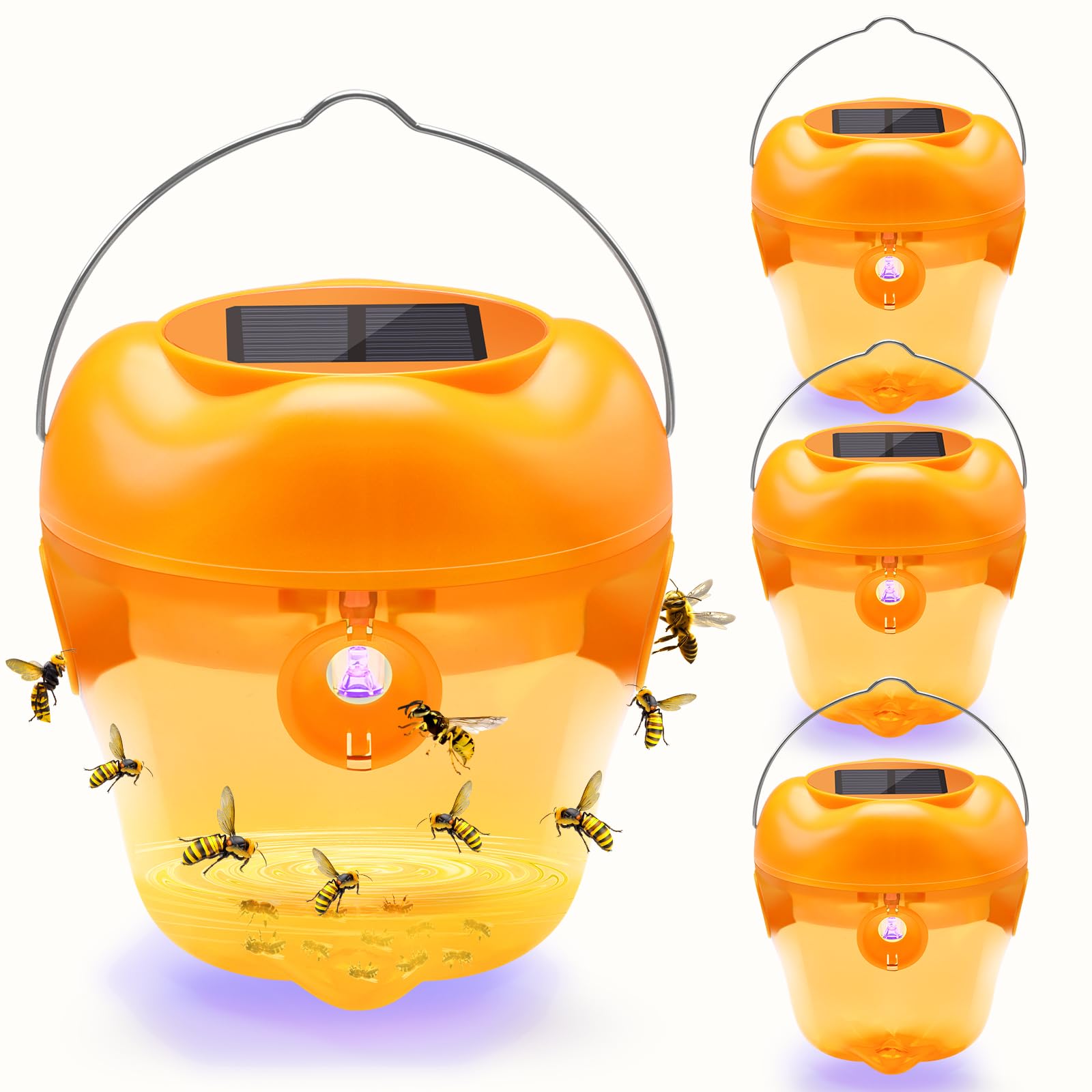Solar Wasp Traps Hanging Reusable with LED Light