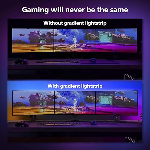 Miniatura 5 de Philips Hue Play Gradient Lightstrip para monitores de PC de configuración de triple monitor, luz blanca y de color (requiere puente de tono),