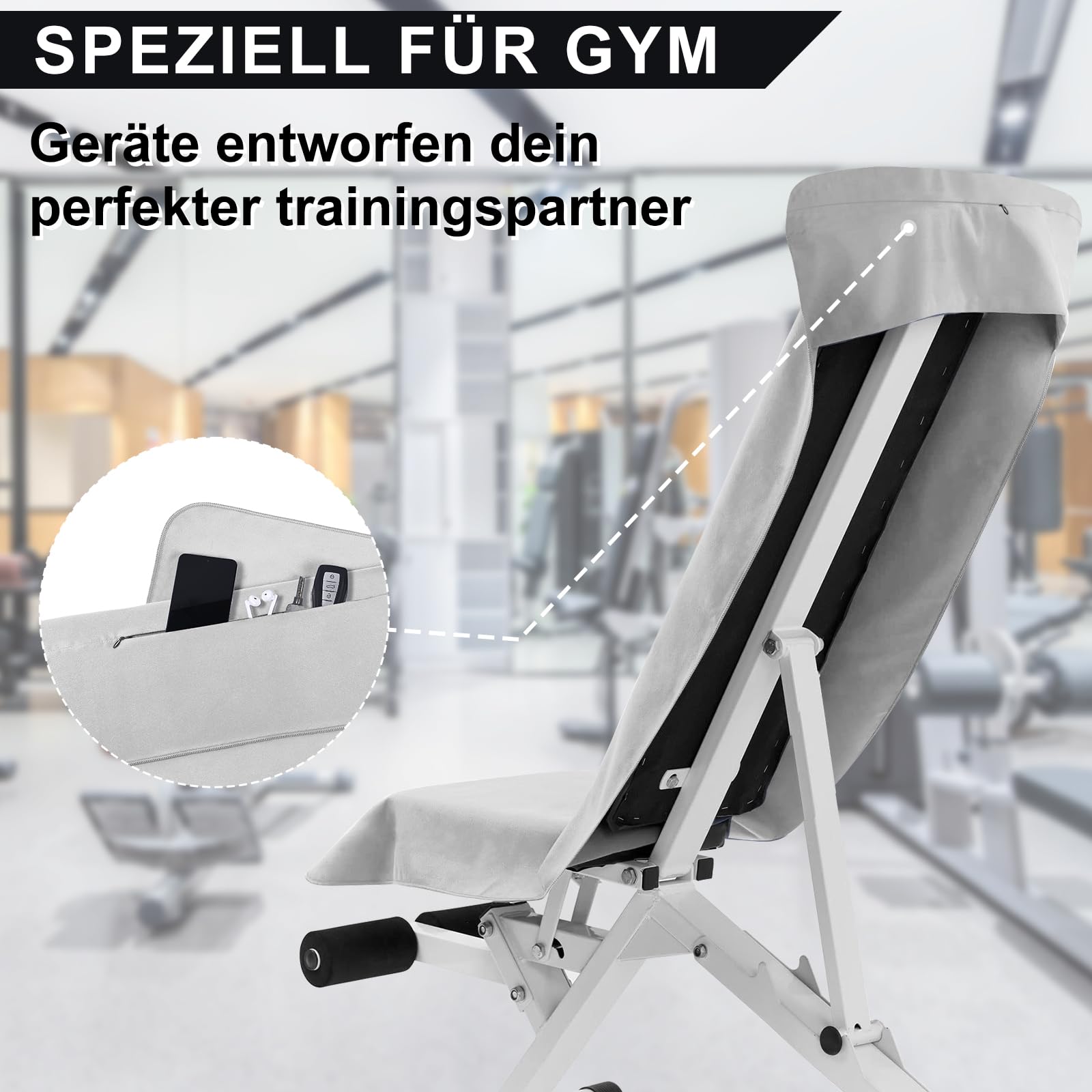 Pameil Asciugamano Palestra | 120x50cm Asciugamano Microfibra Con Tasca Con Cerniera | Asciugatura Rapida, Leggero, Assorbente Asciugamani Mare Microfibra e Asciugamani Palestra Fitness