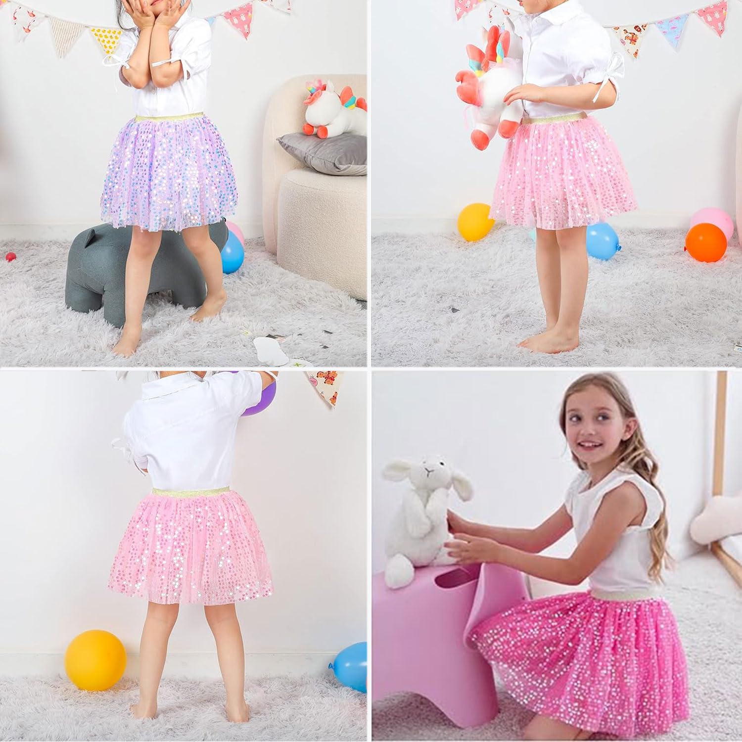 Tüllrock Mädchen Kinder, Weiches Kleinkind Baby Prinzessin Tütü Rock, Funkelnden Pailletten Minirock 3 Geschichtet Rüsche Tanz Ballettrock Kleid für Geburtstag Party Kleidung 2-6 Jahre
