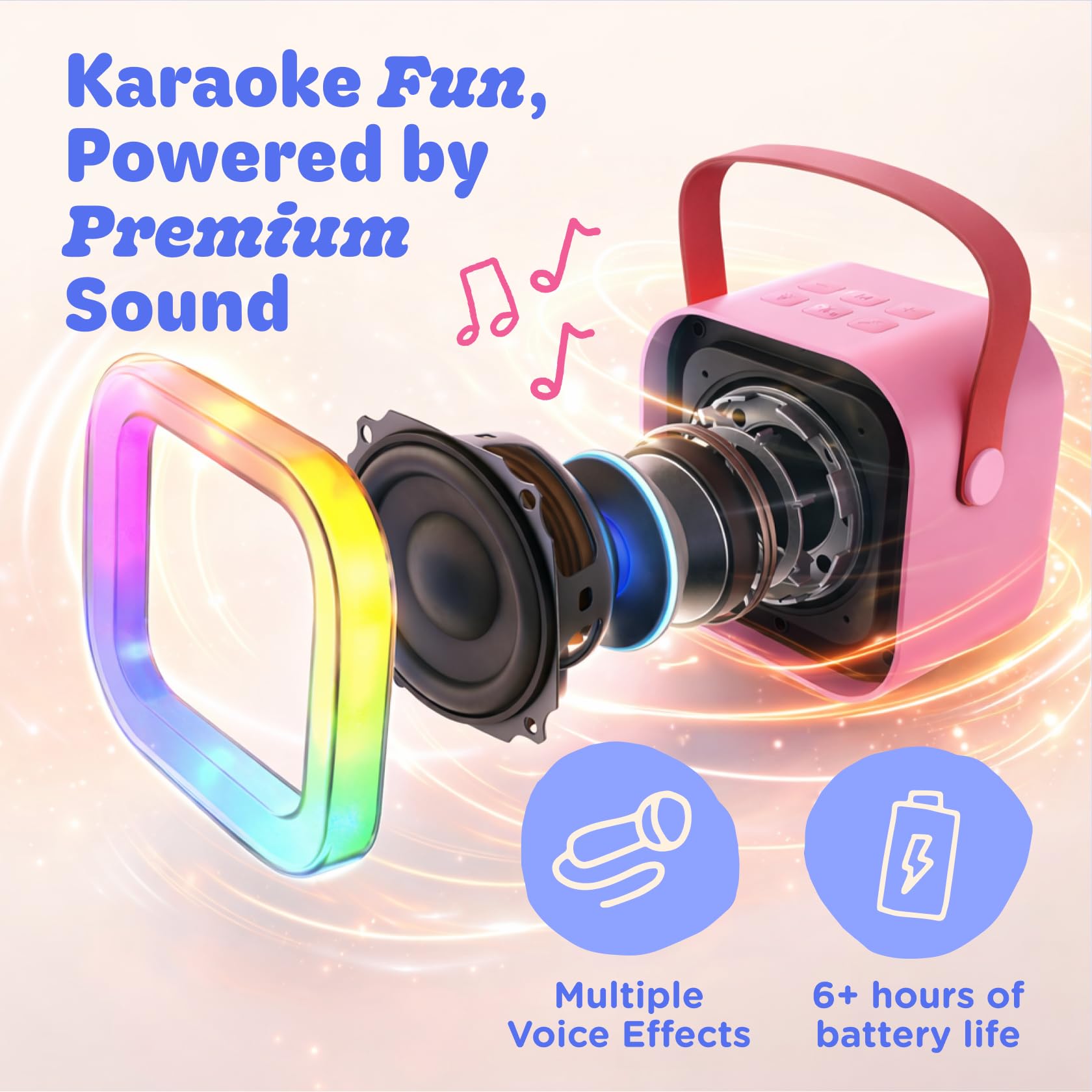 Move2Play, Karaoke-Maschine für Kinder | Enthält über 20 Kinderlieder | 2 Mikrofone | Bluetooth-Verbindung | Geschenk für 3, 4, 5, 6, 7+ Jahre alte Kinder | Spielzeug für Mädchen, Jungen und