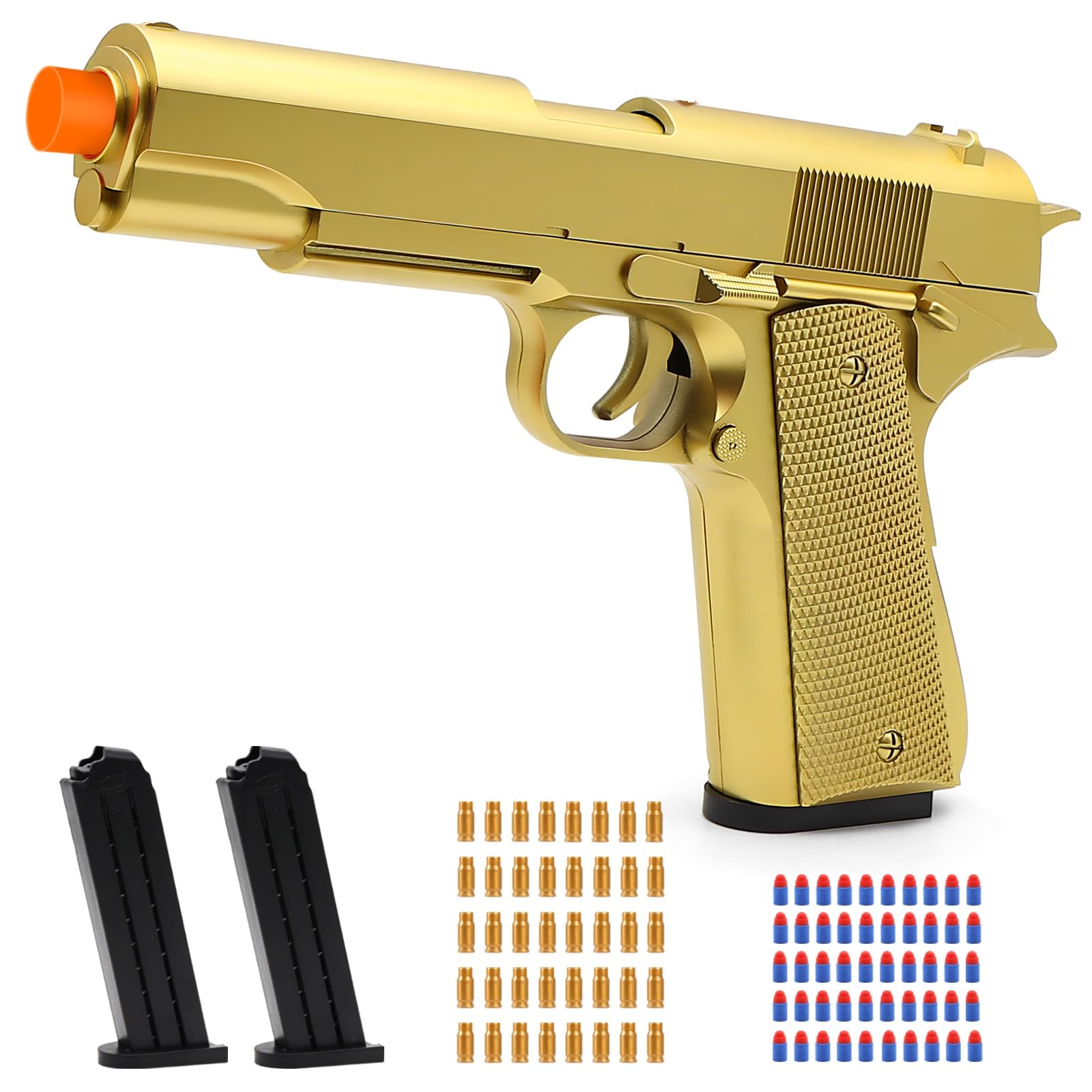Sponsored Ad - Gold Soft Bullet Toy Gun Shell Ejecting for Boys, Realistic Toy Pistol with 2 Clips, 50 Foam Bullets & 40 Shells, Ideal Christmas Birthday Gift for Boys Adults