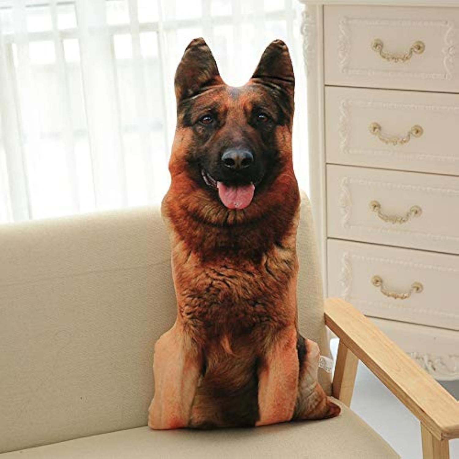 XIAOHONG 3D Dog Throw Pillow - Stuffed Animal Plushie Cushion Doll, Simulation Plush Toy for Kids, Sofa Chair Home Decor (Wolfhound)